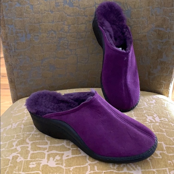 Romika Shoes | Romika Slippers Natural Leather Purple Shearling 8 | Poshmark
